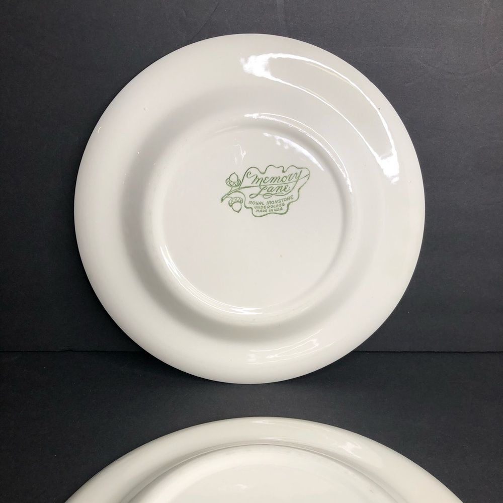 2 Vintage Royal Ironstone Memory Lane Red 10” Round Dinner Plates 1965 in EUC - Picture 8 of 9